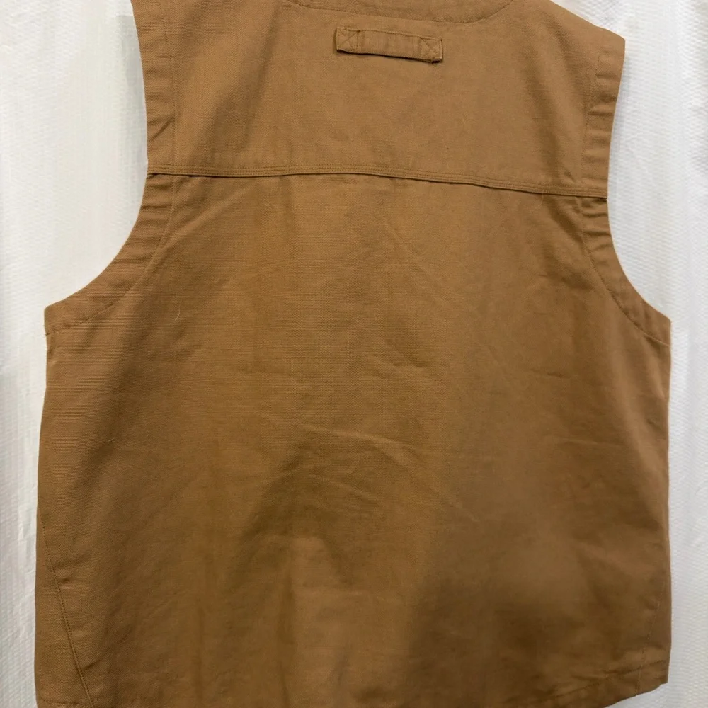 Duluth Trading Co Mens Duck Canvas Breathable Mesh Workcore Brown Vest Sz XL EUC